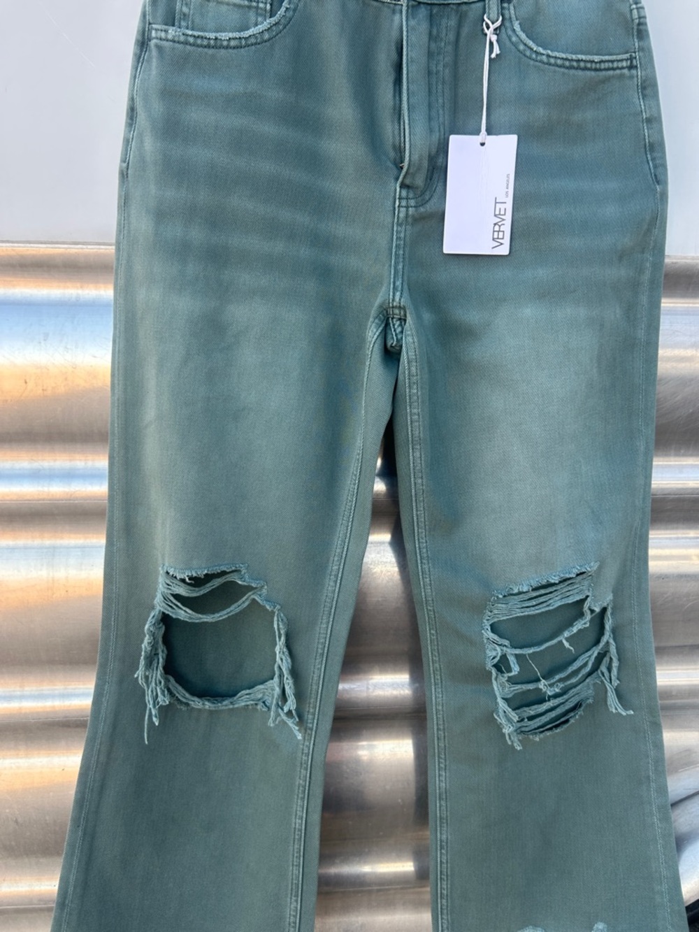 Vervet Distressed Olive Green Jeans - Picture 4 of 11